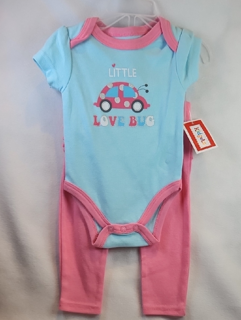 Little Love Bug Baby 2pc Bodysuit & Ruffle On Pants Set